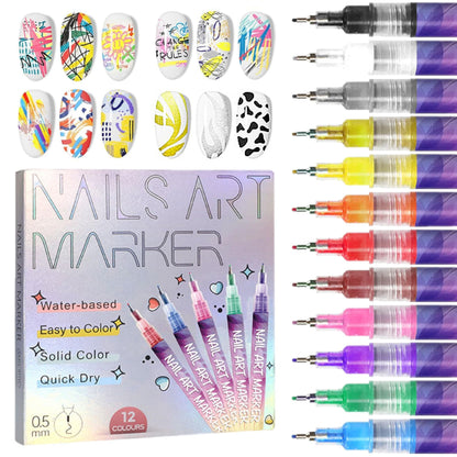 🎁Last Day-50% Off🎨💅12 Colors Nail Art Pens Set