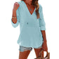 ⏰Limited Time Sale-50% OFF🏖️Women's Oversized Hooded Beach Cover Up-Long Sleeve V-Neck Pocket Shirt