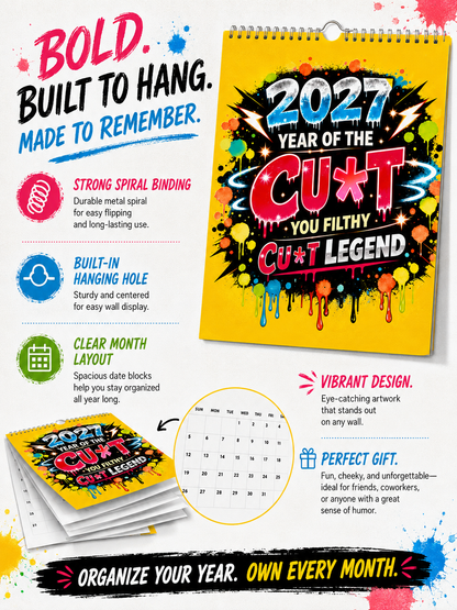 🔥60% OFF🌟2027 Year of the Cunt Wall Calendar – Bold Graffiti Humor Calendar📆