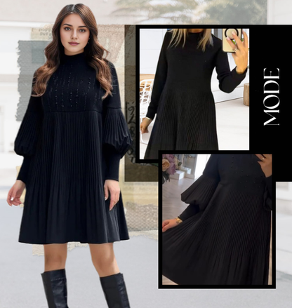 🌈New Year Sales - 49% OFF🎉Women's Plus Size Lantern Sleeve Stand Collar Dress👗