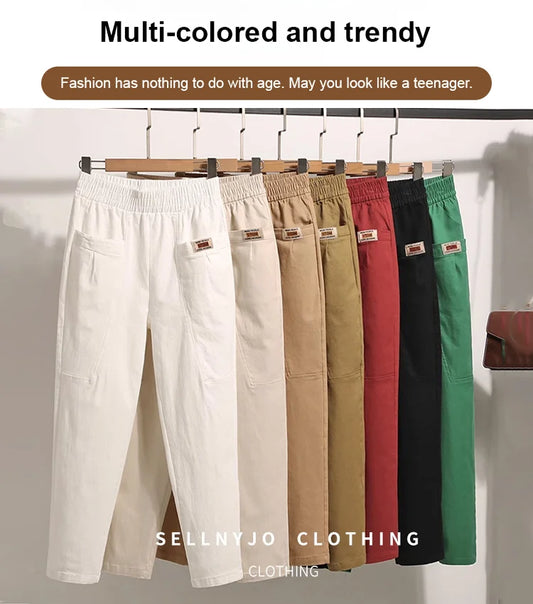 🔥Hot Sale🔥Good Gift-Women's Elastic Waist Cotton Trousers