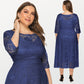 Plus Size Women's Lace Dress with 2 Side Pockets