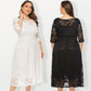 Plus Size Women's Lace Dress with 2 Side Pockets