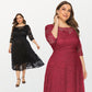Plus Size Women's Lace Dress with 2 Side Pockets