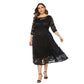 Plus Size Women's Lace Dress with 2 Side Pockets