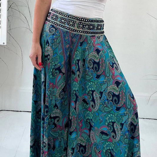 🔥Ethnic Paisley Print Elastic Patchwork-Waist Lightweight Pants🔥