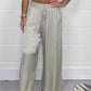 🔥Hot Sale🔥Stylish Drawstring Waist Straight Leg Smooth Loose Trousers with Pockets