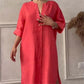 ⏰Limited Sale-50% Off!👗Casual Breathable 3/4 Sleeves V-Neck Dress