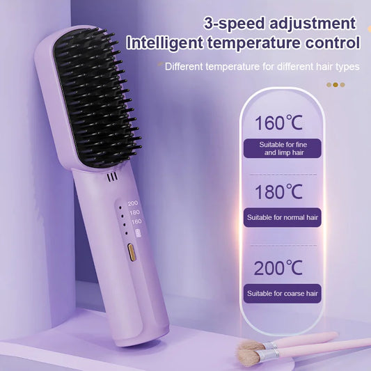 ✨Negative ions do not hurt hair✨Portable cordless mini hair straightening comb