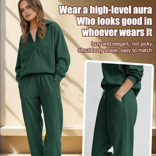 🔥Hot Sale-50% OFF💕Womens 2 Piece Long Sleeve Half Zip Pullover Fall Tracksuit Sweatsuits Set