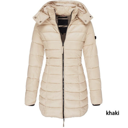 🔥Winter women's mid-length padded jacket warm hooded jacket