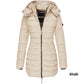 Winter women's mid-length padded jacket warm solid color hooded jacket