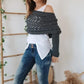 Women’s Knitted Cable Wrap with Double Sleeves
