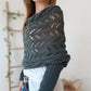 Women’s Knitted Cable Wrap with Double Sleeves