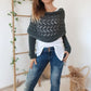Women’s Knitted Cable Wrap with Double Sleeves