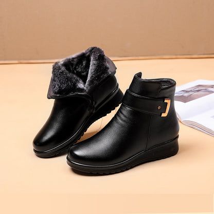 🎁Winter Hot Sale 49% OFF⏳Genuine Leather Metal Buckle Velvet Boots✨Free Shipping