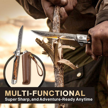 New Year Hot Sale 49% OFF🗡️Folding knife with wooden handle for work, hiking & camping⛺Buy 1 Get 1 Free