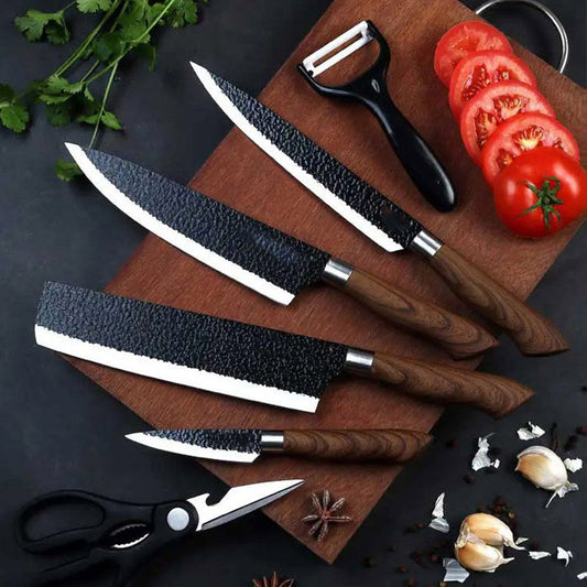 New Year Specials 49% OFF🎁🥰Professional Stainless Steel Kitchen Knife Set（chef's knife, meat knife, utility knife,fruit knife,kitchen scissors, peeler.）