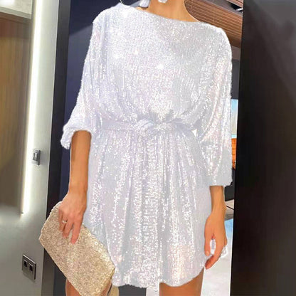 New Year Sales - 49% OFF🥰Sequin Tie Waist Mini Dress