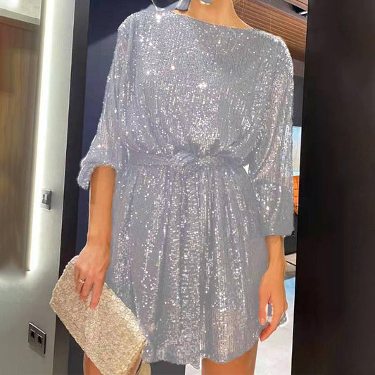 New Year Sales - 49% OFF🥰Sequin Tie Waist Mini Dress