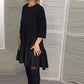 😍Loose Pleated Elegant Black Dress with Seven-pointed Sleeves🥰Buy 2 Free Shipping