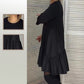 😍Loose Pleated Elegant Black Dress with Seven-pointed Sleeves🥰Buy 2 Free Shipping