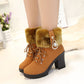 🔥Winter Hot Sale 49%OFF👢Women's Plush Zipper Chunky Heel Ankle Boots