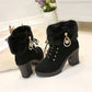 🔥Winter Hot Sale 49%OFF👢Women's Plush Zipper Chunky Heel Ankle Boots