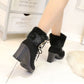 🔥Winter Hot Sale 49%OFF👢Women's Plush Zipper Chunky Heel Ankle Boots