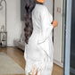 Hot Sale 49% Off🌹Women's Plus Size Sequin Fringe Midi Dress with Batwing Sleeves