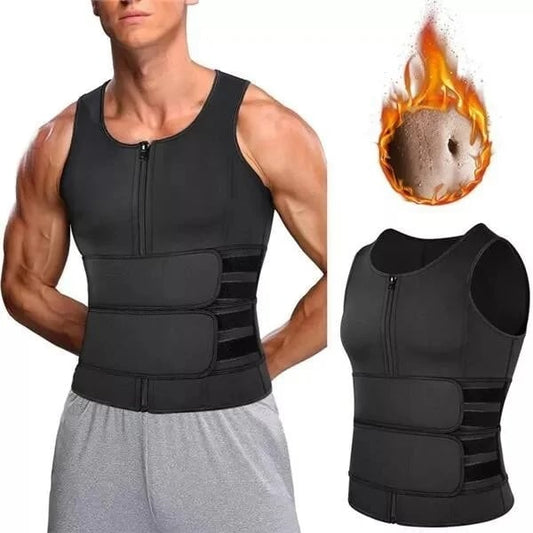 Buy 2 Free Shipping🔥Body shaping sauna vest with waist trainer and double belt for men