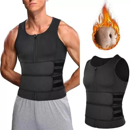 Buy 2 Free Shipping🔥Body shaping sauna vest with waist trainer and double belt for men