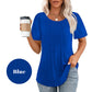🍀End-Of-Summer Clearance Sale👚Women's Short Sleeve Pleated Dressy Casual Scooped Neck Tops