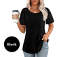 🍀End-Of-Summer Clearance Sale👚Women's Short Sleeve Pleated Dressy Casual Scooped Neck Tops
