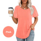 🍀End-Of-Summer Clearance Sale👚Women's Short Sleeve Pleated Dressy Casual Scooped Neck Tops
