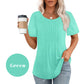 🍀End-Of-Summer Clearance Sale👚Women's Short Sleeve Pleated Dressy Casual Scooped Neck Tops