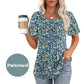 🍀End-Of-Summer Clearance Sale👚Women's Short Sleeve Pleated Dressy Casual Scooped Neck Tops