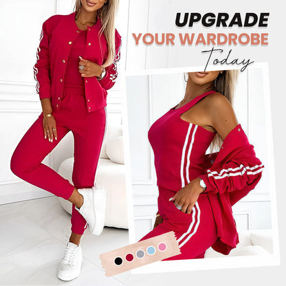 ❤️Limited Sale 50% OFF🌺Women's Three-piece Baseball Jacket And Pants Set