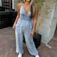 💌2025 New Arrival🩵Women's Deep V-Neck Denim Jumpsuit