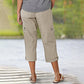🍧Summer Hot Sale-50% OFF❤️‍🔥Multi-Pocket Solid Color Casual Cargo Capri Pants
