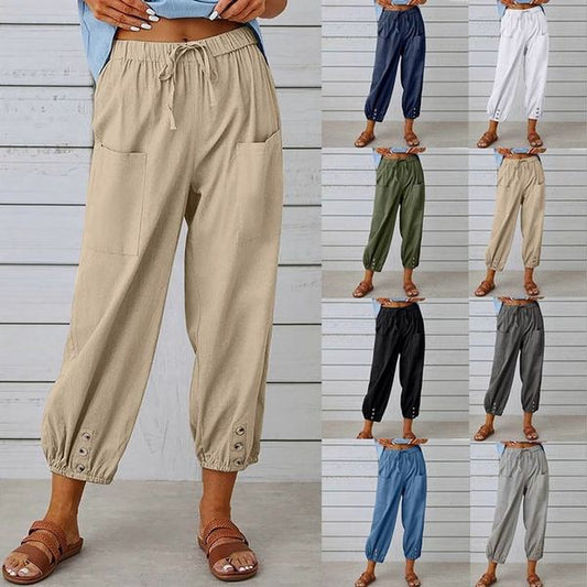 💥50% OFF NOW!!✨Women's Summer Cotton Linen Wide-Leg Pants – Breathable, Wrinkle-Free & Relaxed Fit