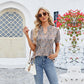 🔥2025 Most Popular Styles💝V-neck floral print ruffled short-sleeved T-shirt