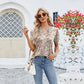 🔥2025 Most Popular Styles💝V-neck floral print ruffled short-sleeved T-shirt