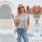 🔥2025 Most Popular Styles💝V-neck floral print ruffled short-sleeved T-shirt
