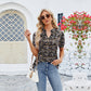 🔥2025 Most Popular Styles💝V-neck floral print ruffled short-sleeved T-shirt