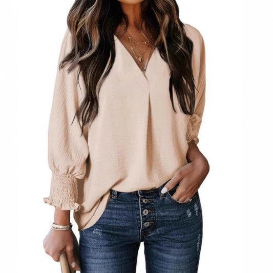 ❤️‍🔥Last Day-60% Off🧡Women's V-Neck Casual 3/4 Sleeve Loose Shirt