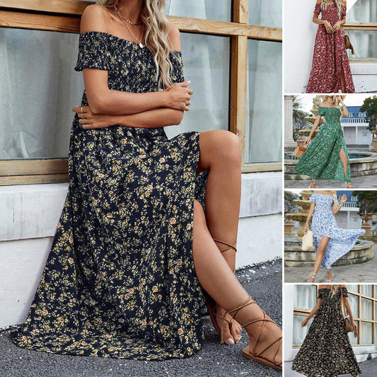 👗Limited Sale 50% OFF🌹Women's Elegant Floral Off-Shoulder Dress