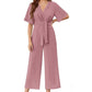 🔥Last Day Sale 50% Off💕Women's Elegant V-Neck Wide Leg Waist Tie Jumpsuit