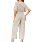 🔥Last Day Sale 50% Off💕Women's Elegant V-Neck Wide Leg Waist Tie Jumpsuit