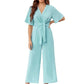 🔥Last Day Sale 50% Off💕Women's Elegant V-Neck Wide Leg Waist Tie Jumpsuit